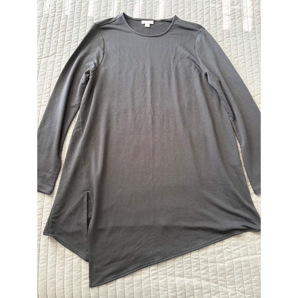 Pure Jill Luxe Tencel Asymmetrical Sharkbite Tunic Top Black Womens Medium - Picture 4 of 8